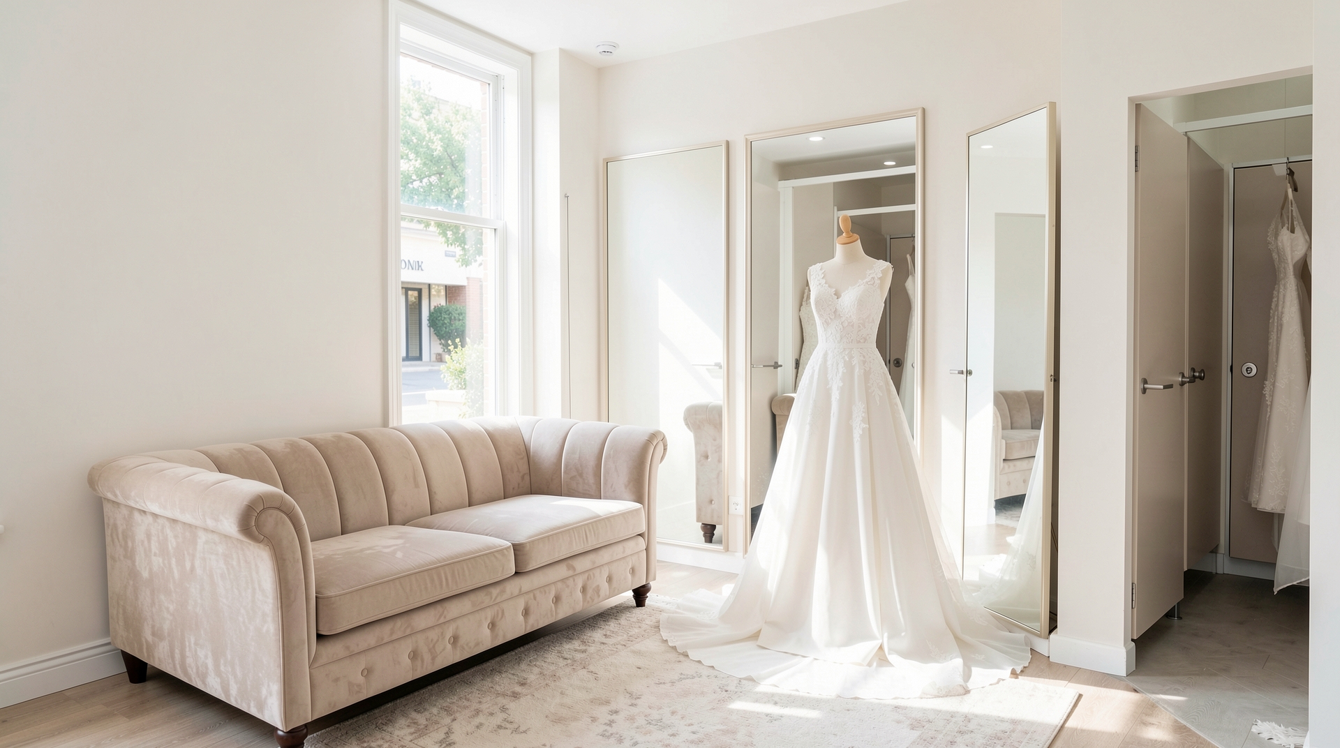 Cómo mostrar los probadores privados de tu tienda de novias antes de la primera cita
